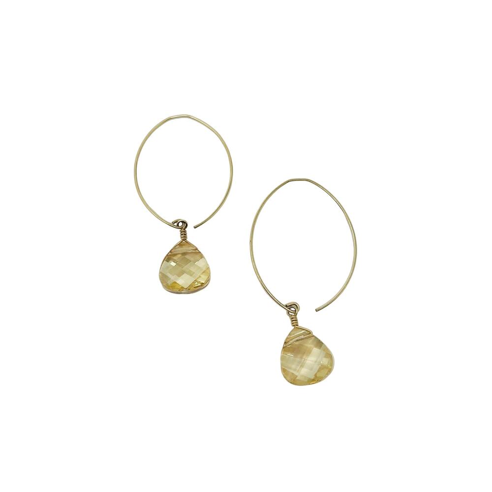 Strathmore Classic GF Champagne Earrings 14K Gold Teardrop Crystal Swarovski